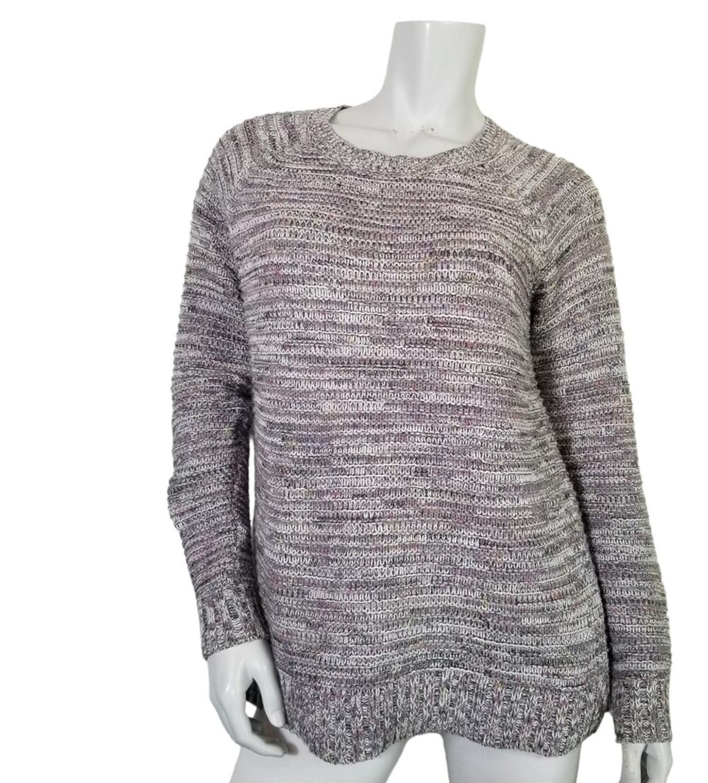 Faded Glory WMS Small Sweater Grey Marled Multi Color Raglan Sleeve Knit